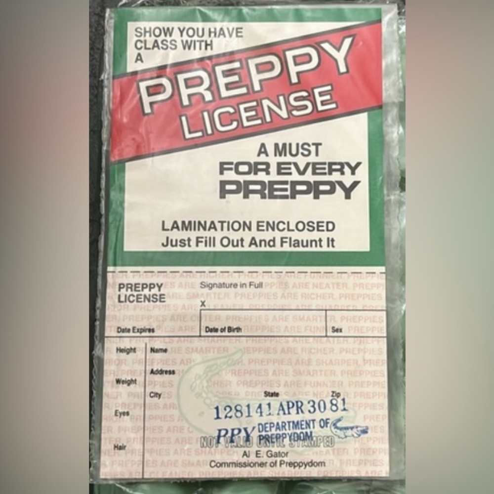 PREPPY LICENSE Vintage